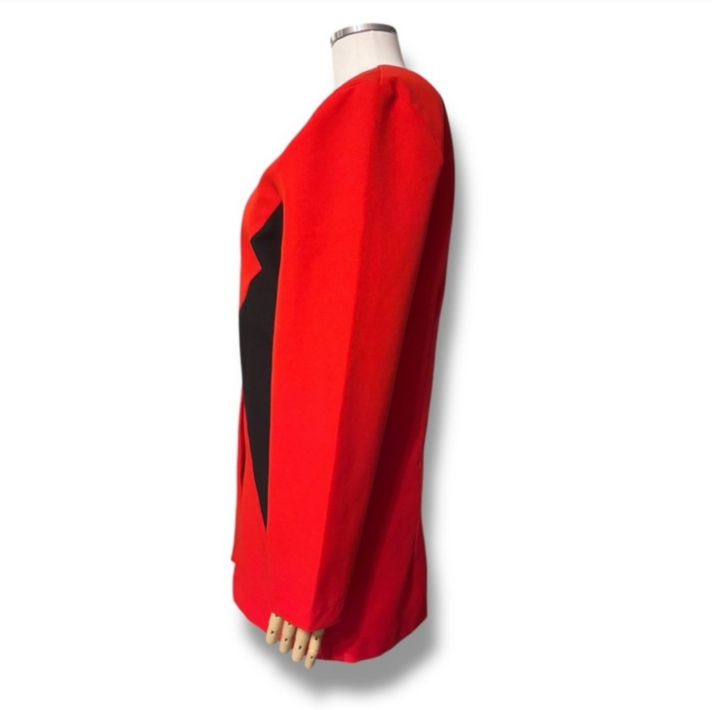 FREDRICK’S OF HOLLYWOOD Red & Black Harlequin Single Button Blazer - Picture 4 of 7